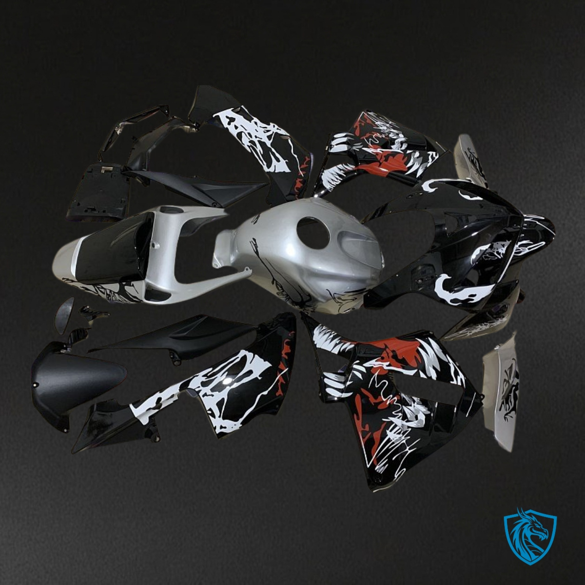 Honda CBR600RR (2005-2006) Silver, Black & White Fairing Kit - Aftermarket ABS Bodywork