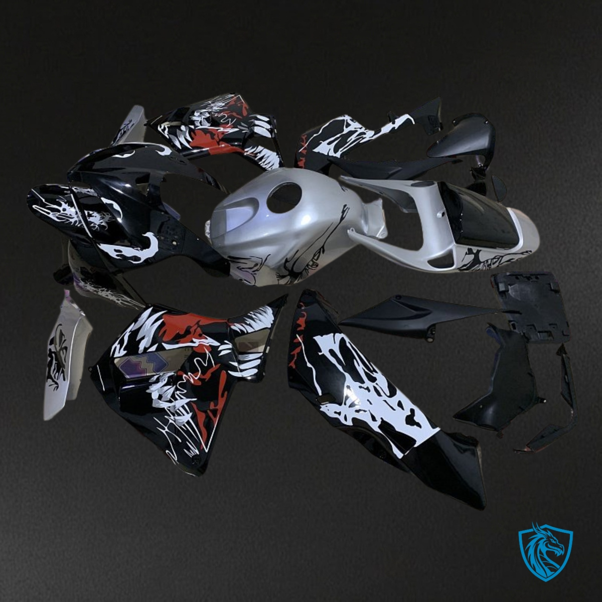 Honda CBR600RR (2005-2006) Silver, Black & White Fairing Kit - Aftermarket ABS Bodywork