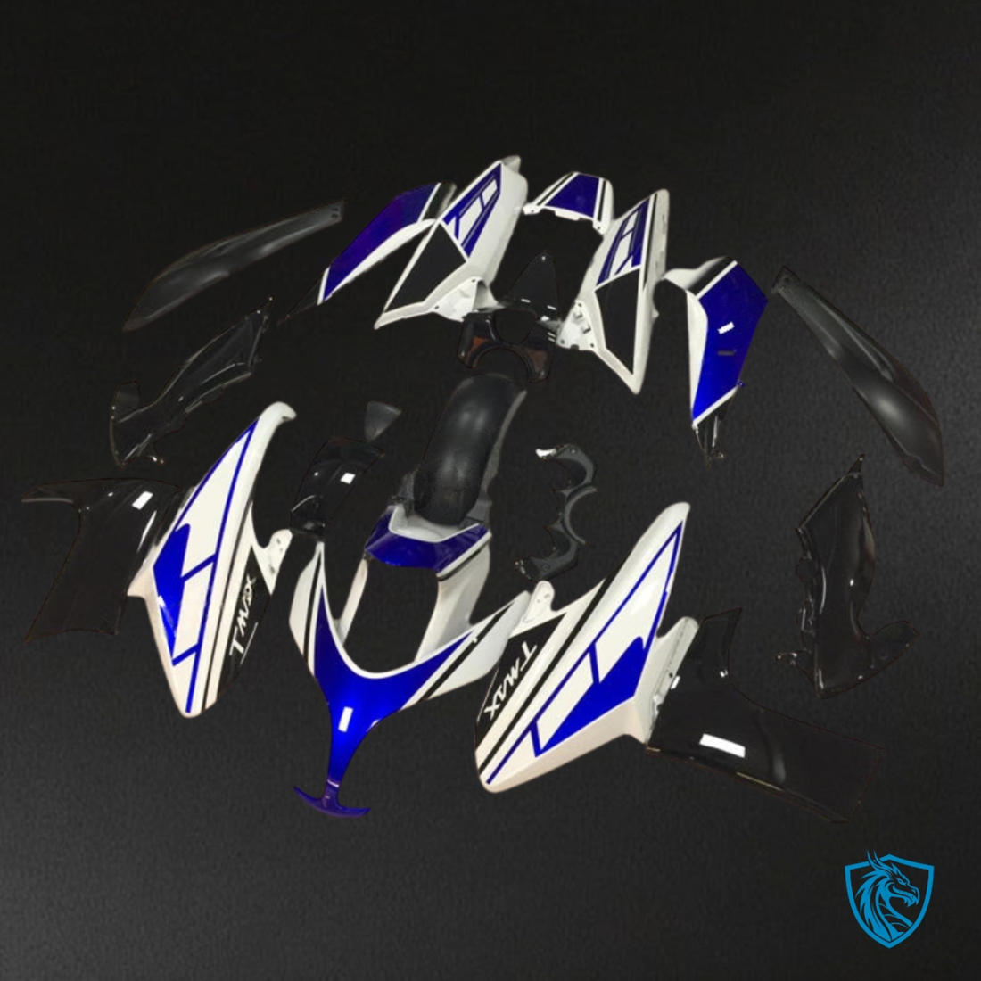 Yamaha TMAX 500 (2008 2009) White, Blue & Black Fairing Kit - Aftermarket ABS Bodywork