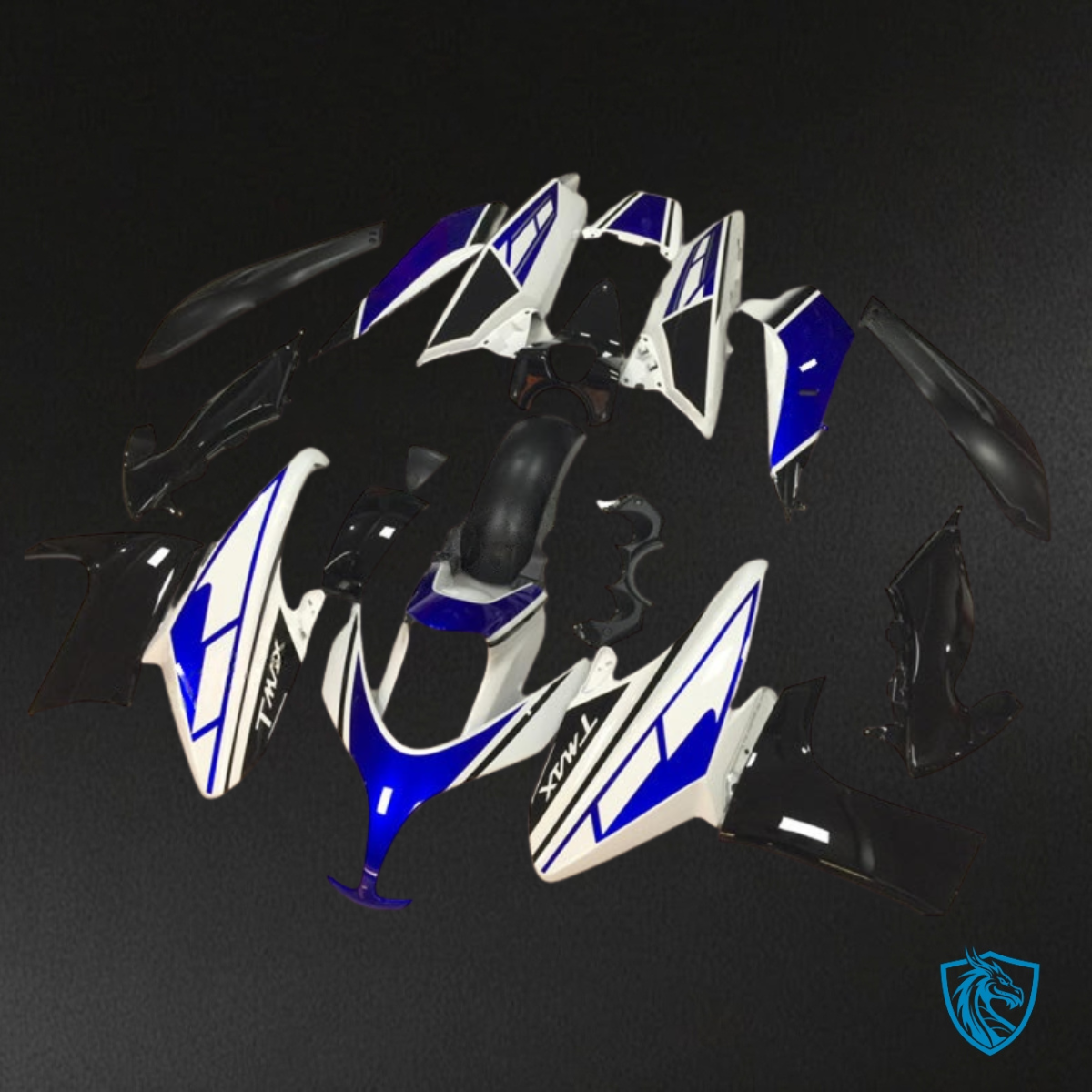 Yamaha TMAX 500 (2008 2009) White, Blue & Black Fairing Kit - Aftermarket ABS Bodywork