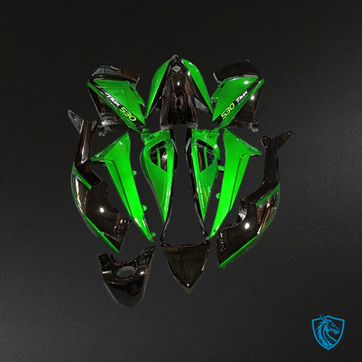 Yamaha TMAX530 (2012-2014) Green & Glossy Black Fairing Kit - Aftermarket ABS Bodywork