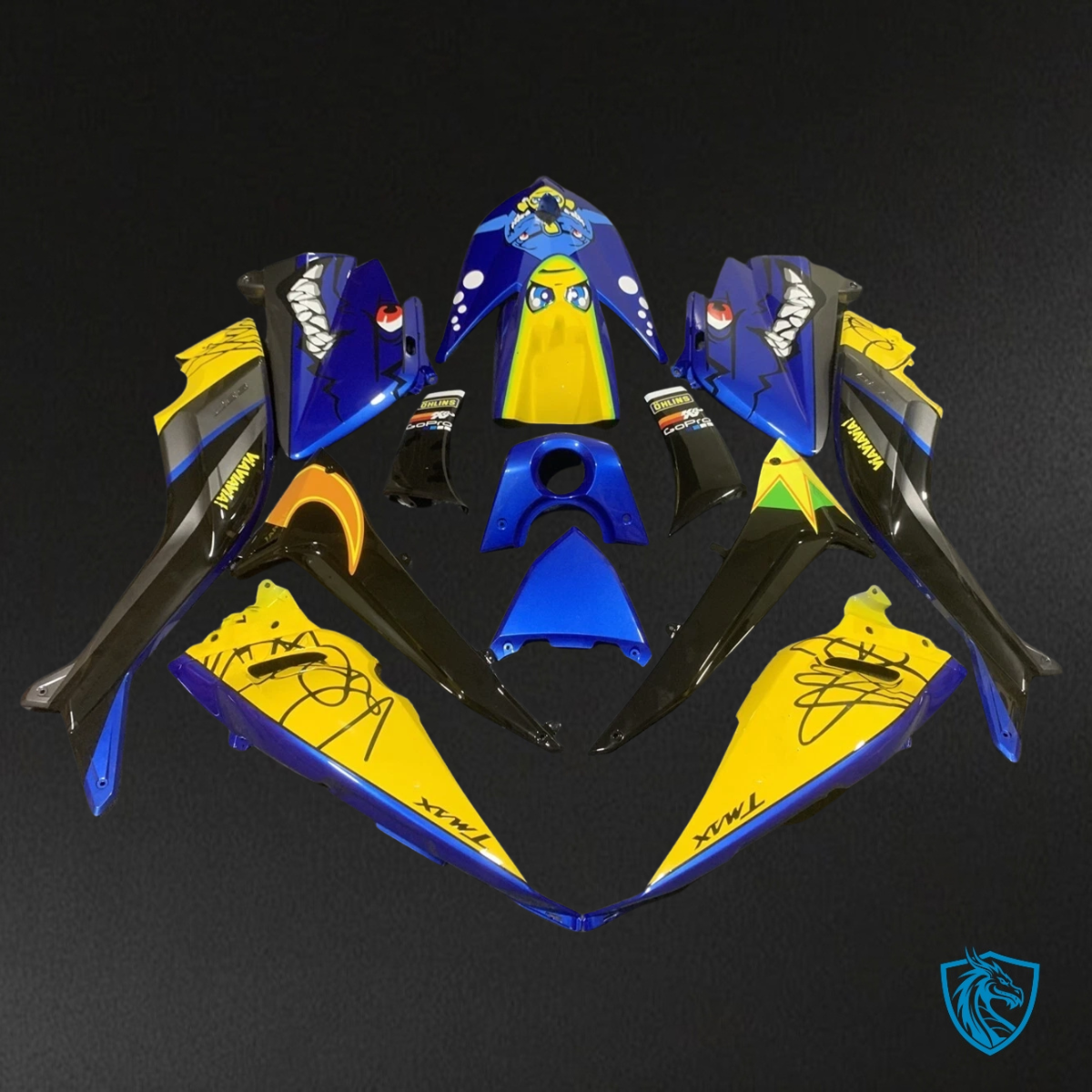 Yamaha TMAX530 (2012-2014) Blue, Yellow & Black Shark - Replacement Motorcycle Fairings Kit