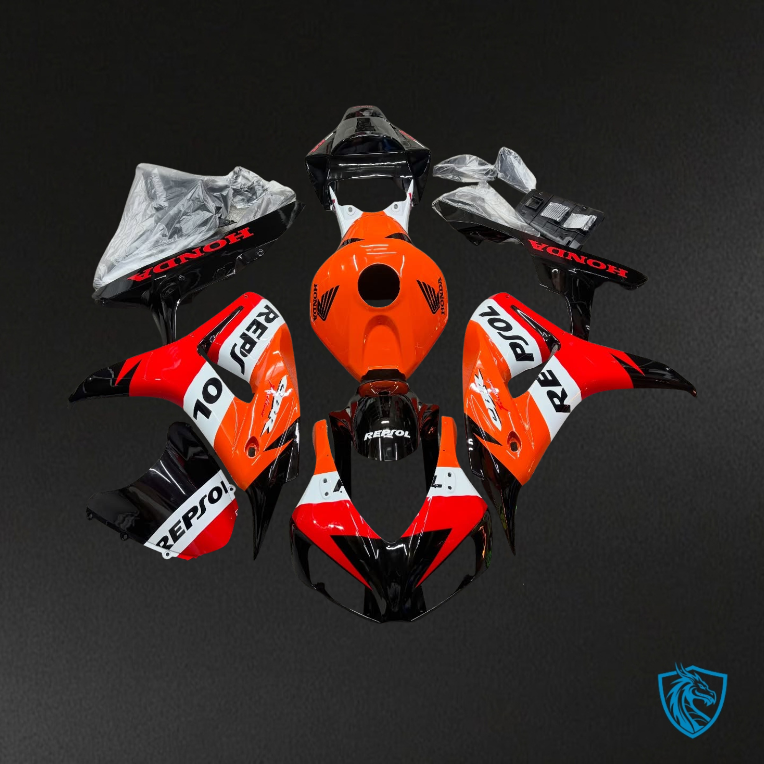 Honda CBR1000RR (2006-2007) Orange, Red, Dark Blue & White REPSOL Fairings Kit