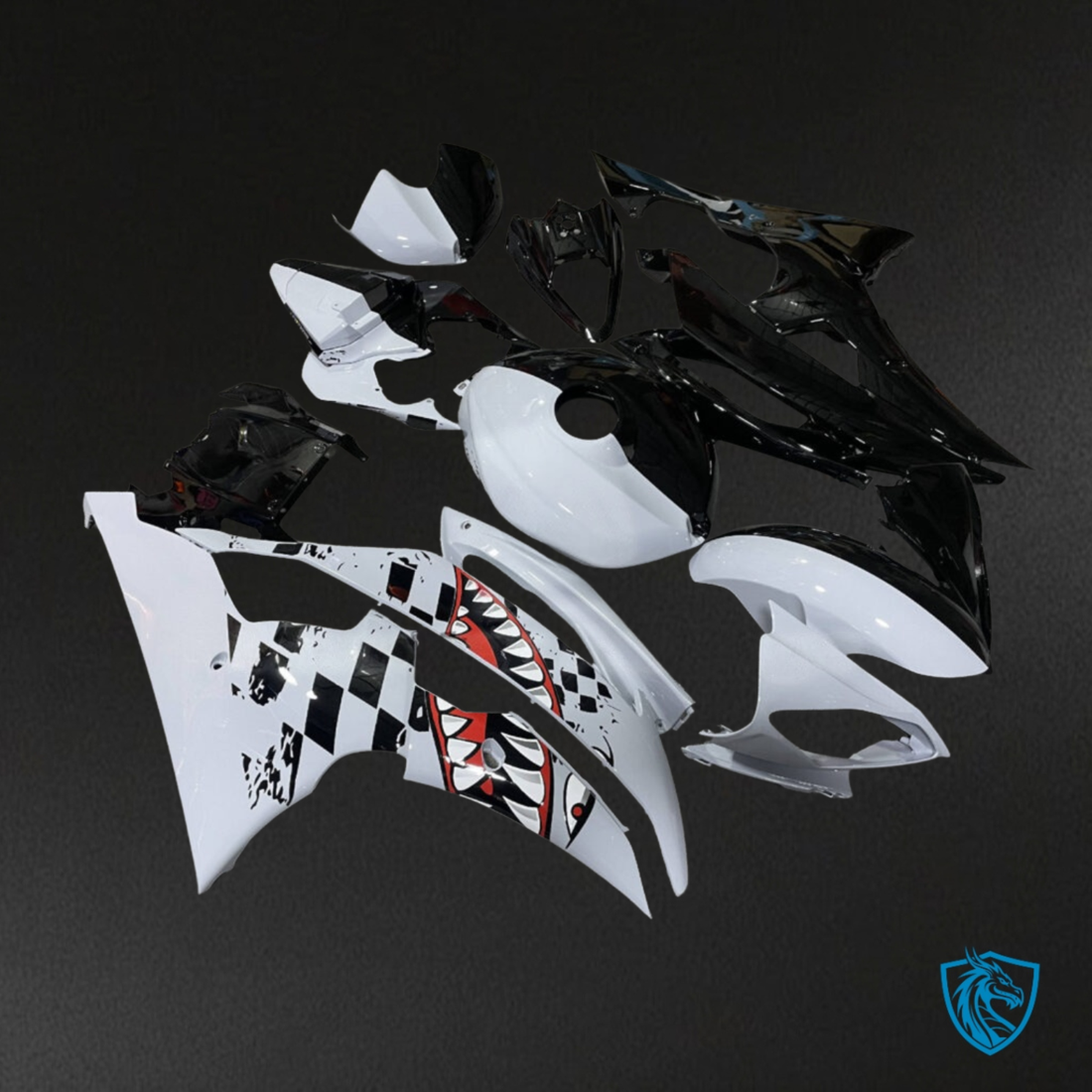 Yamaha R6 (2008-2016) Gloss Black & Nardo Gray Shark Split Fairings Kit - Aftermarket ABS Bodywork