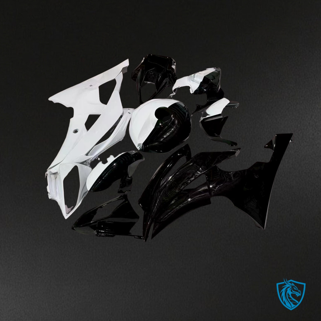 Yamaha R6 (2008-2016) Gloss Black & White Split ABS Bodywork Fairing Kit