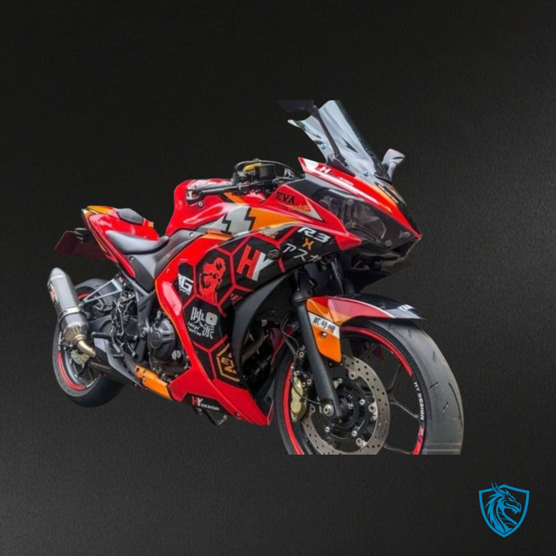 Yamaha YZF R3R25 (2015-2018) Black & Red with Logos - Replacement Motorcycle Fairings Kit