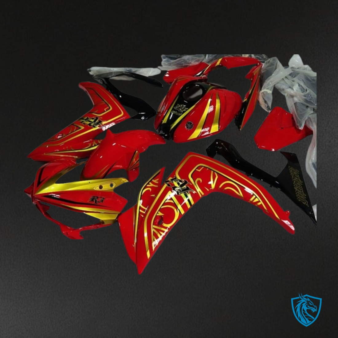 Yamaha YZF R3R25 (2015-2018) Gloss Black, Red & Yellow - Custom ABS Fairing Kit