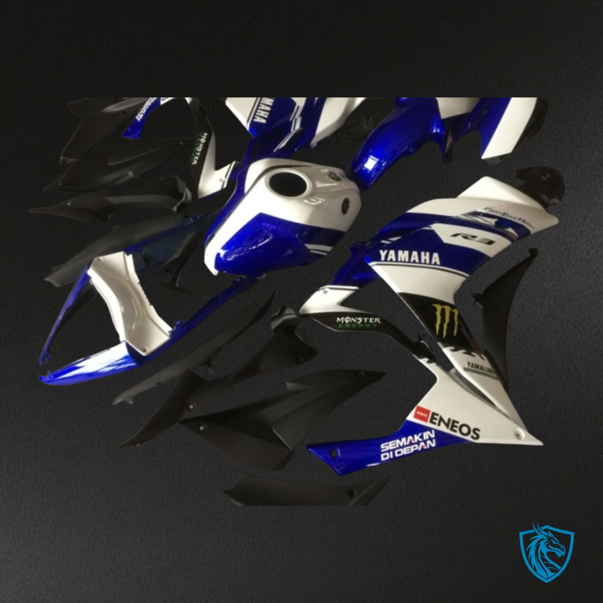 Yamaha YZF R3R25 (2015-2018) Gloss White, Black & Blue Fairings Kit - Aftermarket ABS Bodywork