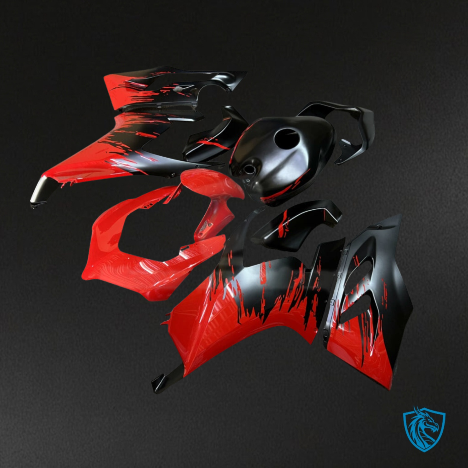 Ducati Panigale V2 (2020-2024) Matte Black & Gloss Red Splash - Custom ABS Fairing Kit
