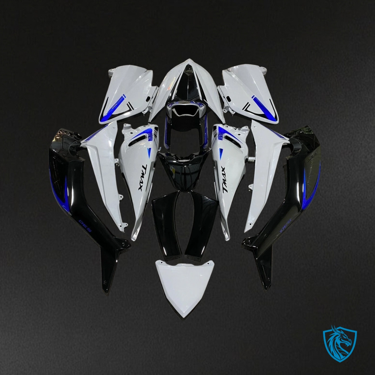 Yamaha TMAX530 (2012-2014) White, Black & Blue - Custom ABS Fairing Kit