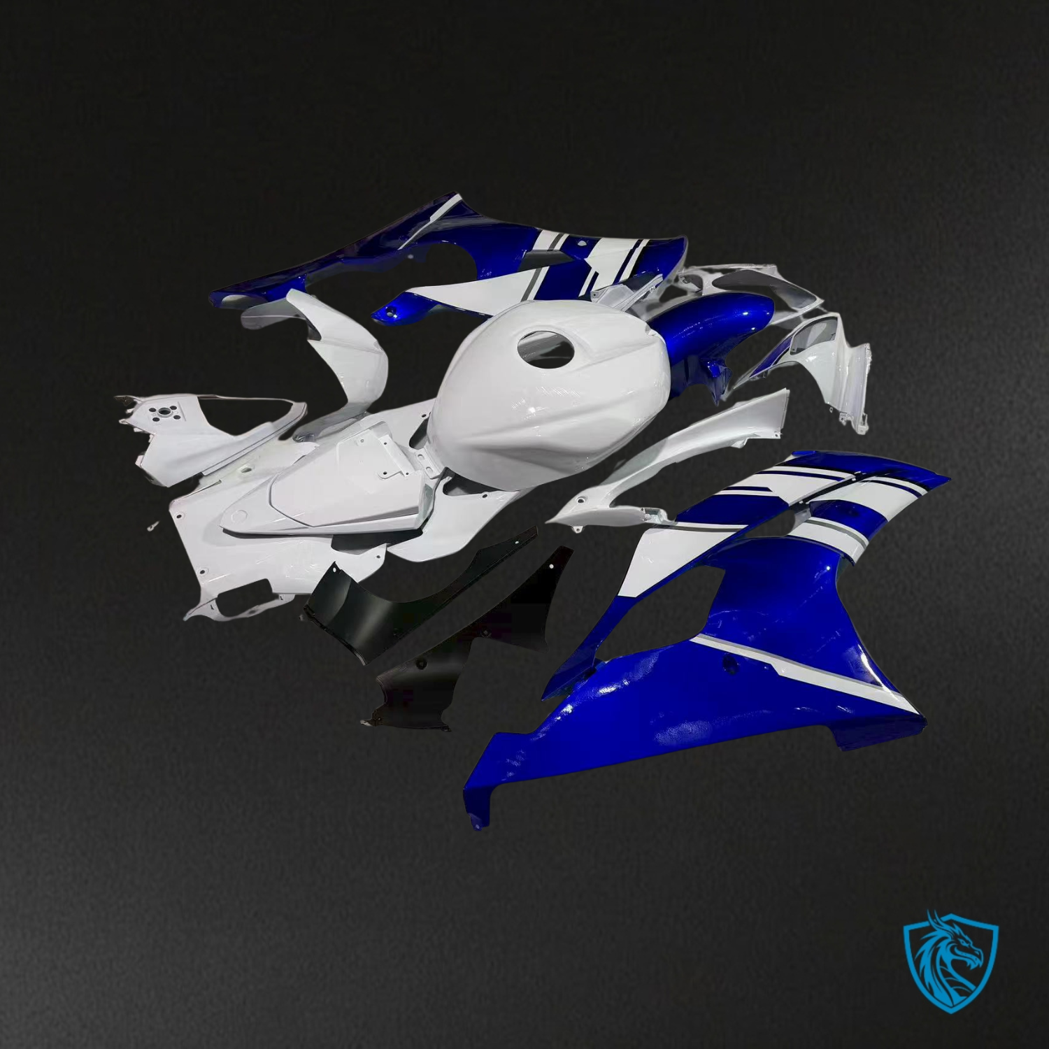 Yamaha R6 (2008-2016) Gloss White with Blue Replacement Fairing Kit - ABS Bodywork