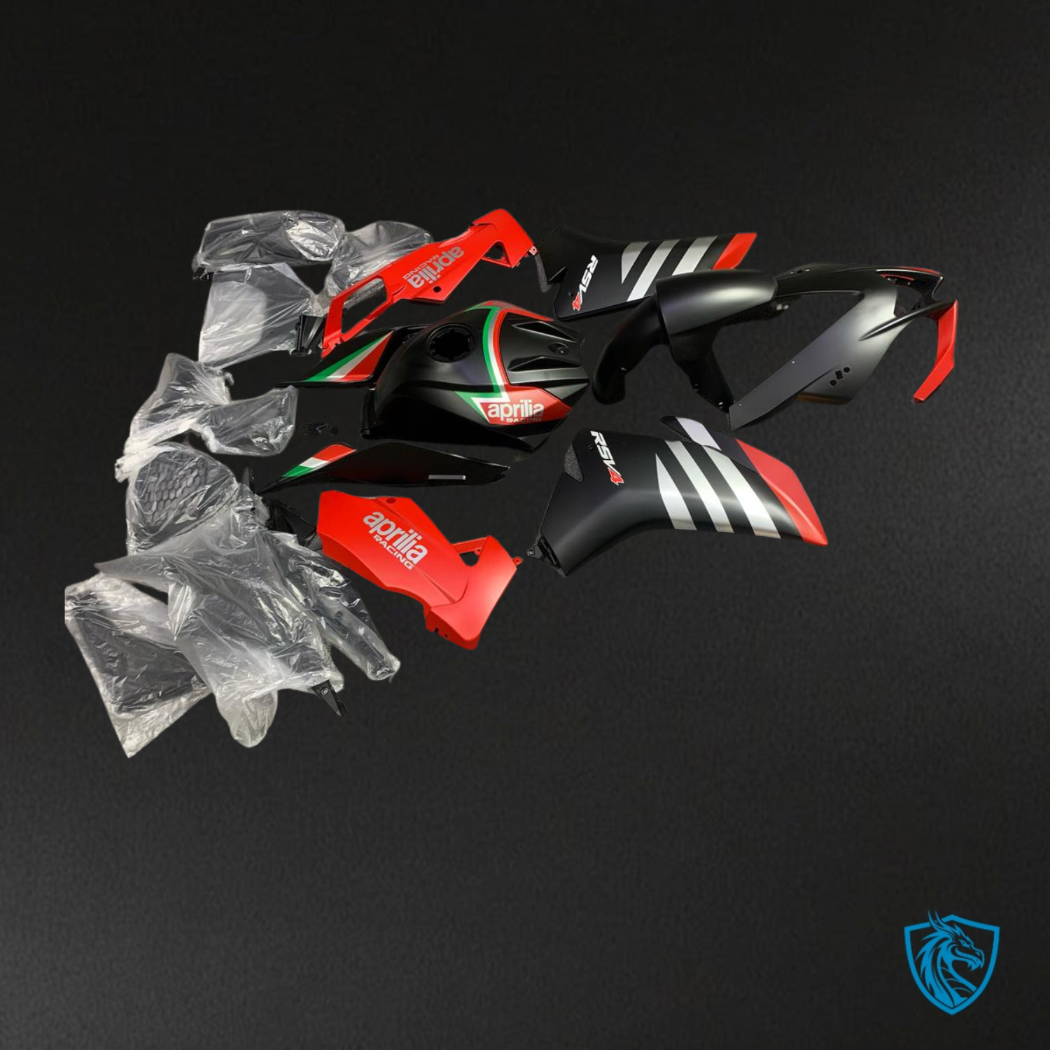 Aprilia RS4 125 (2012-2016) Black, Silver & Red Replacement Motorcycle Fairings Kit – Aftermarket ABS Bodywork