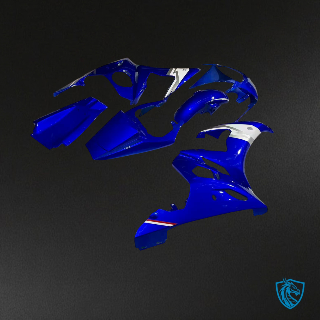 Yamaha R6 (2003-2004) Gloss Blue with White Fairing Kit - ABS Bodywork