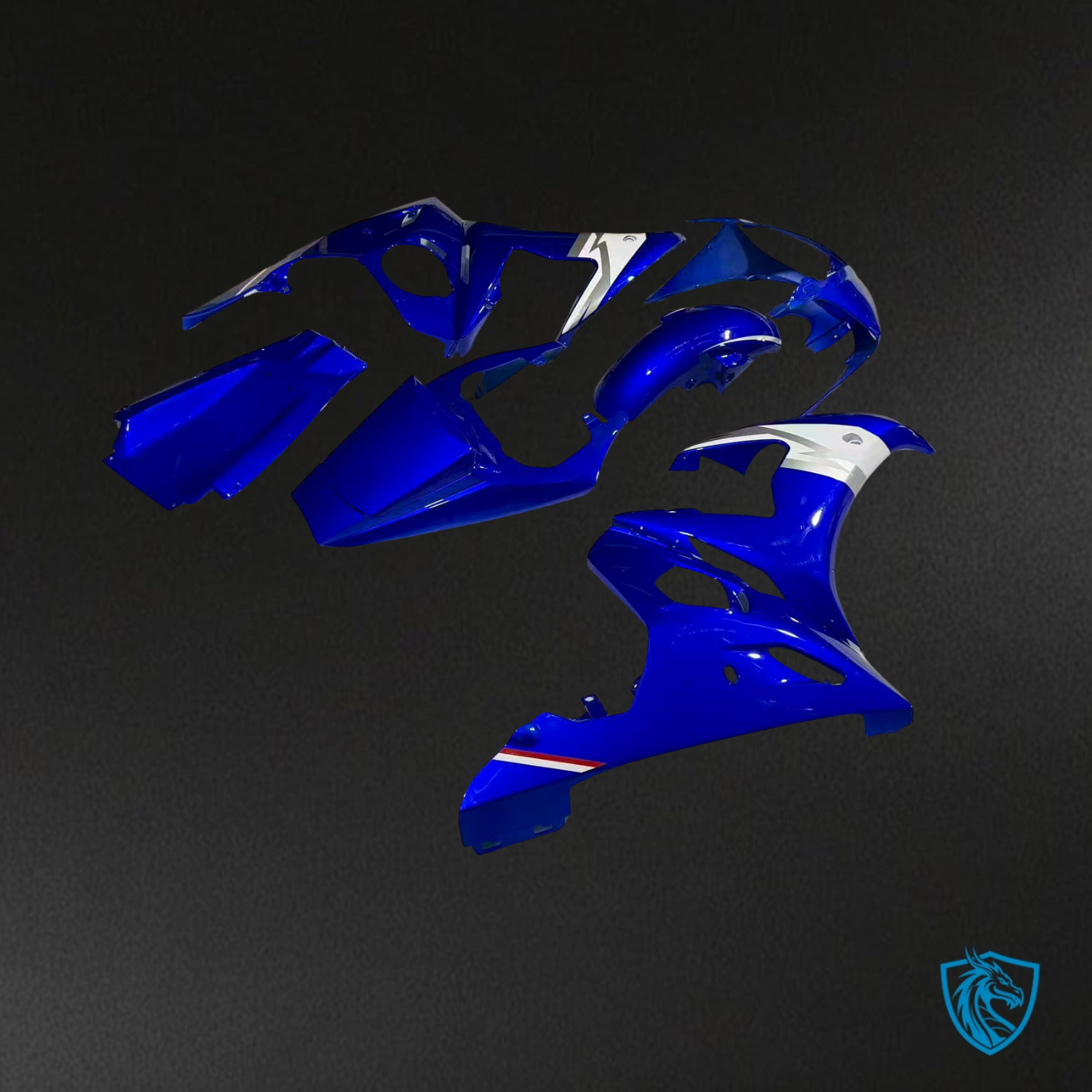 Yamaha R6 (2003-2004) Gloss Blue with White Fairing Kit - ABS Bodywork