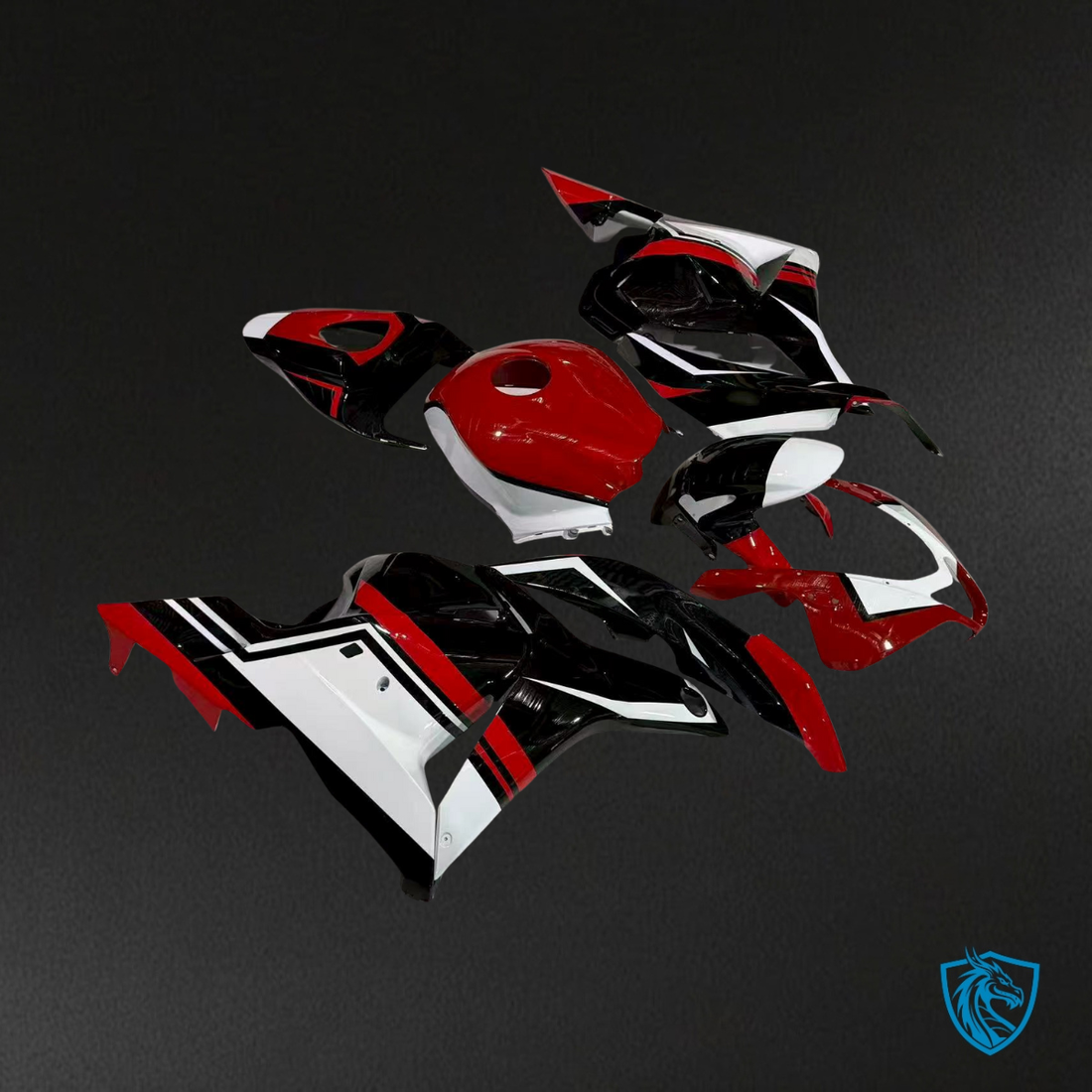Honda CBR600RR (2009-2012) Gloss Red, Black & White Fairings Kit - Aftermarket ABS Bodywork