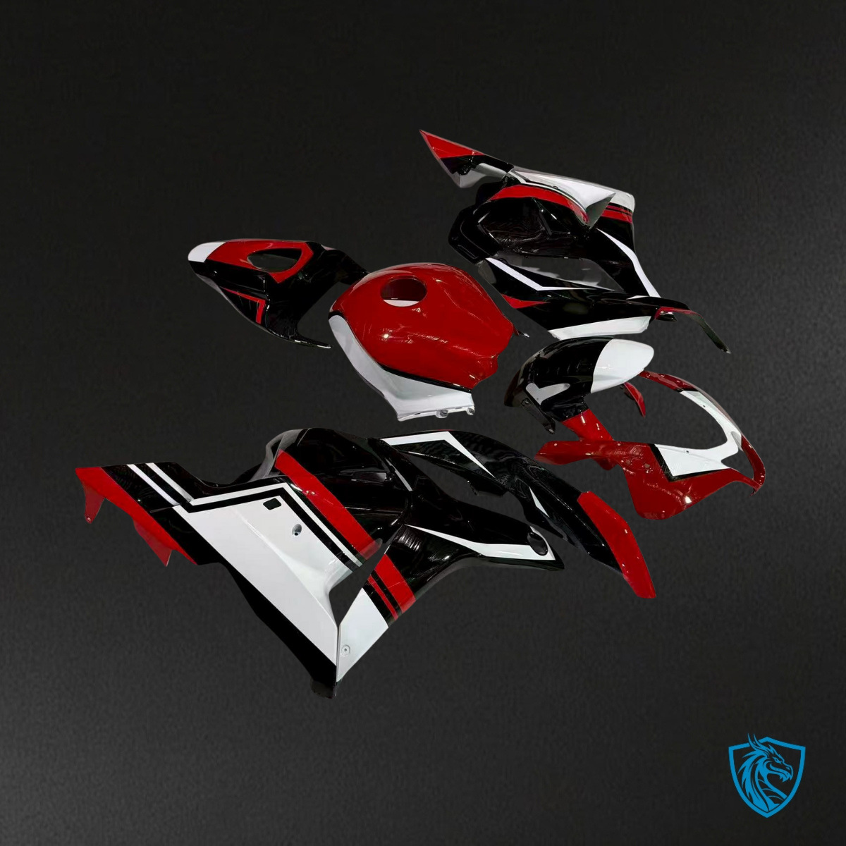 Honda CBR600RR (2009-2012) Gloss Red, Black & White Fairings Kit - Aftermarket ABS Bodywork