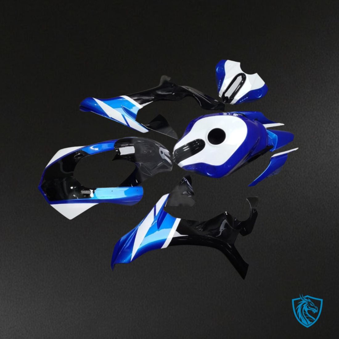 Yamaha R1 (2015-2019) Gloss Blue & Black with White Replacement Motorcycle Fairings Kit – Aftermarket ABS Bodywork