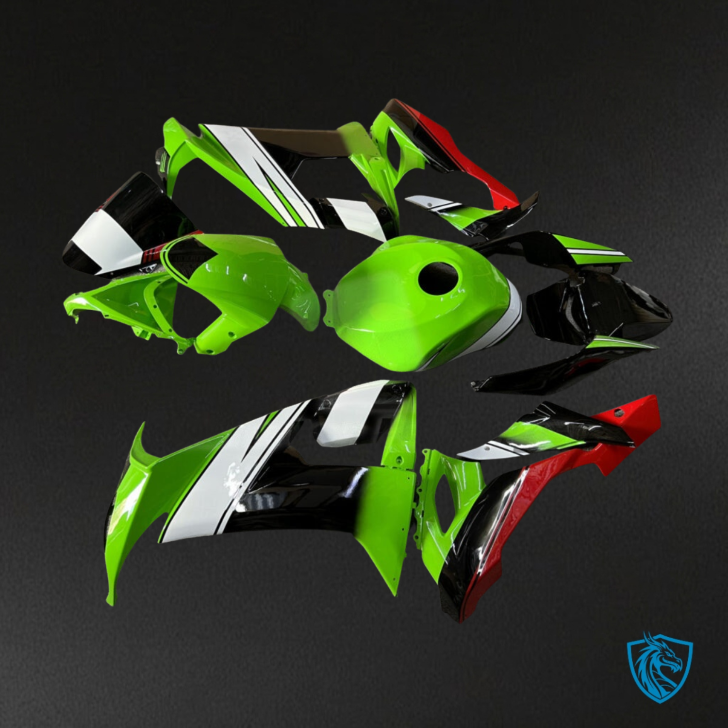 Kawasaki ZX10R (2008–2010) Gloss Green, Black & White Replacement Motorcycle Fairings Kit