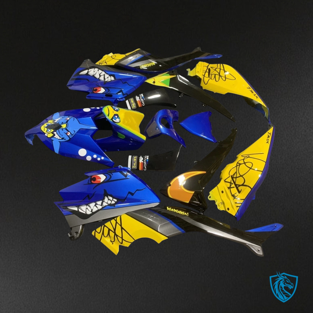 Yamaha TMAX530 (2012-2014) Blue, Yellow & Black Shark - Replacement Motorcycle Fairings Kit