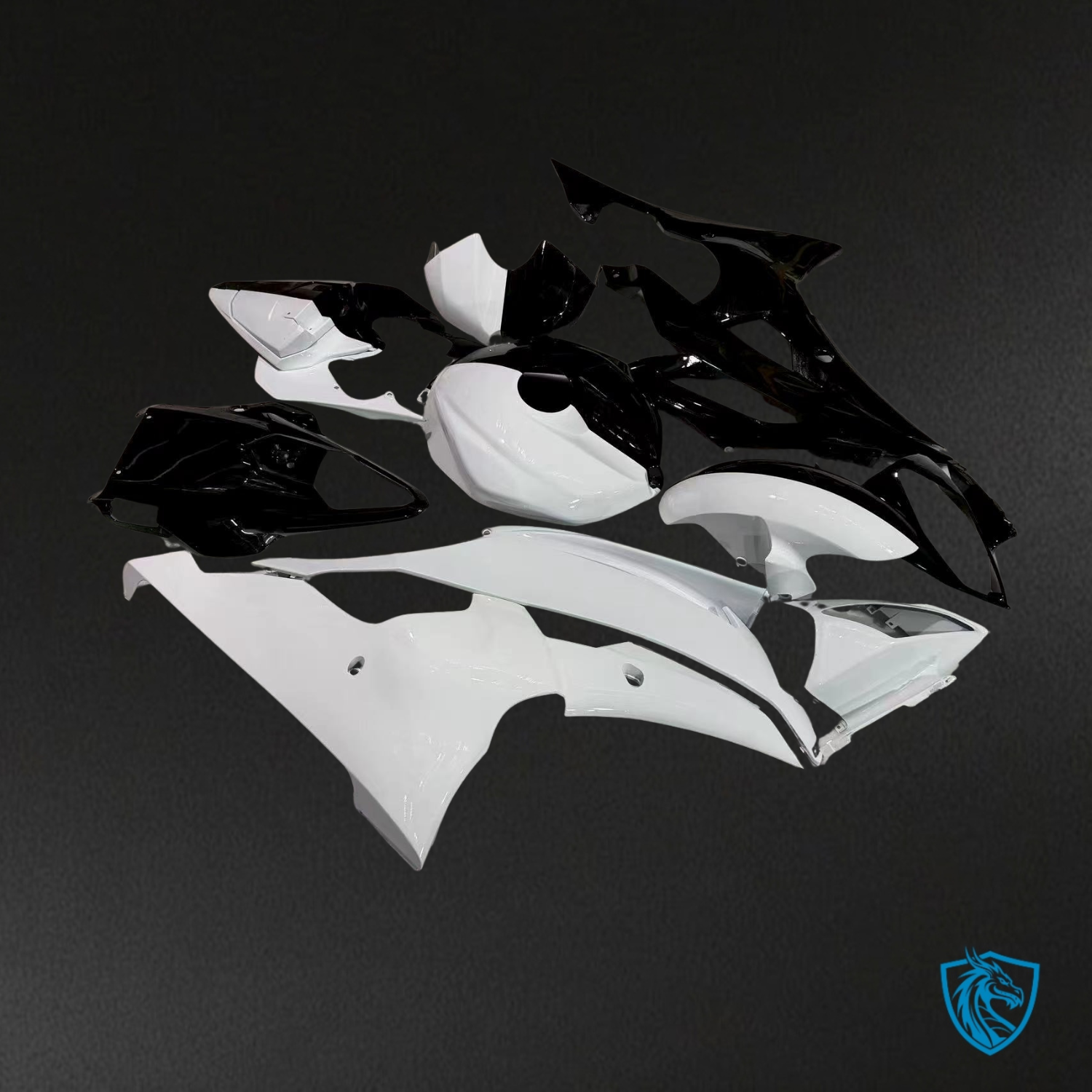 Yamaha R6 (2008-2016) Gloss Black & White Split ABS Bodywork Fairing Kit