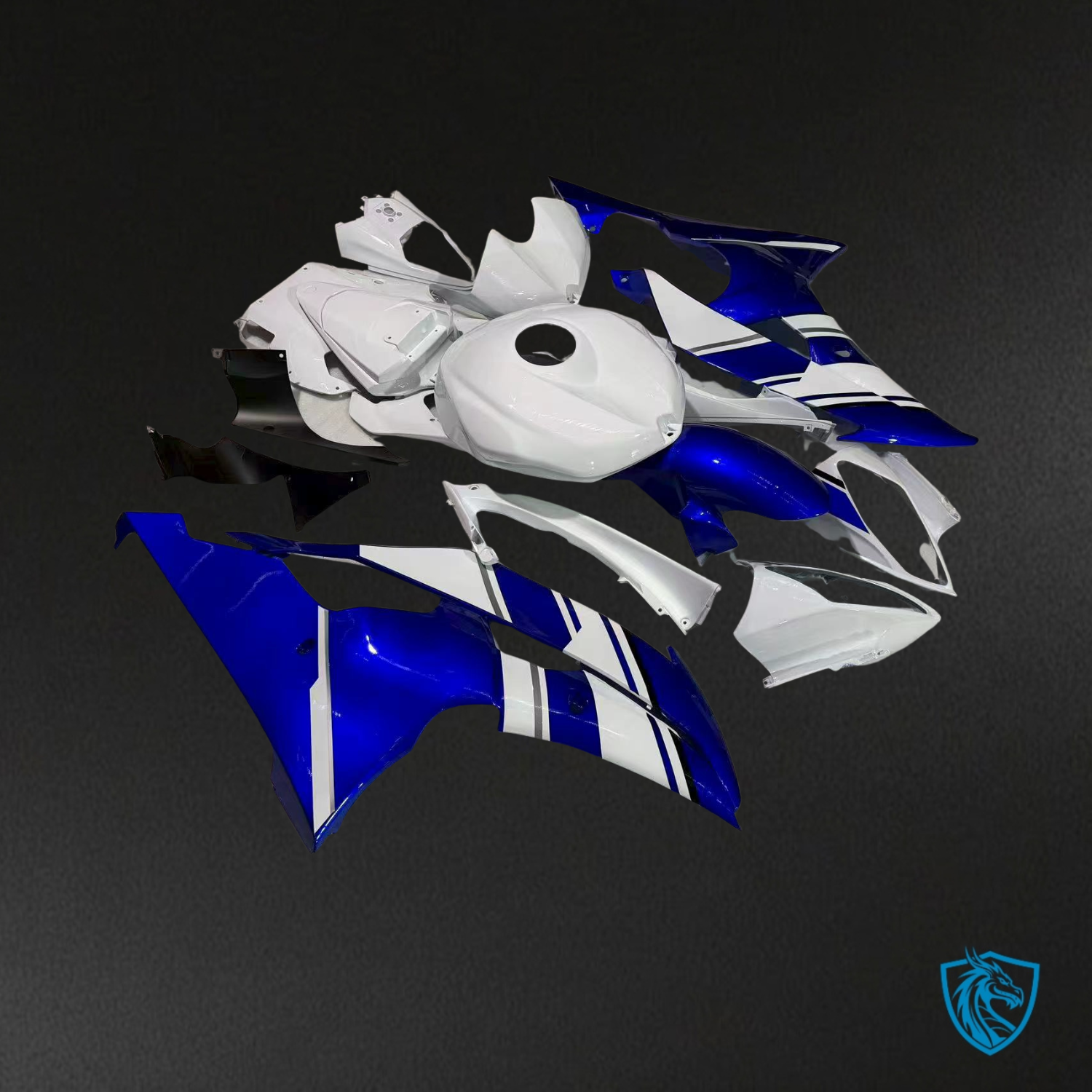 Yamaha R6 (2008-2016) Gloss White with Blue Replacement Fairing Kit - ABS Bodywork