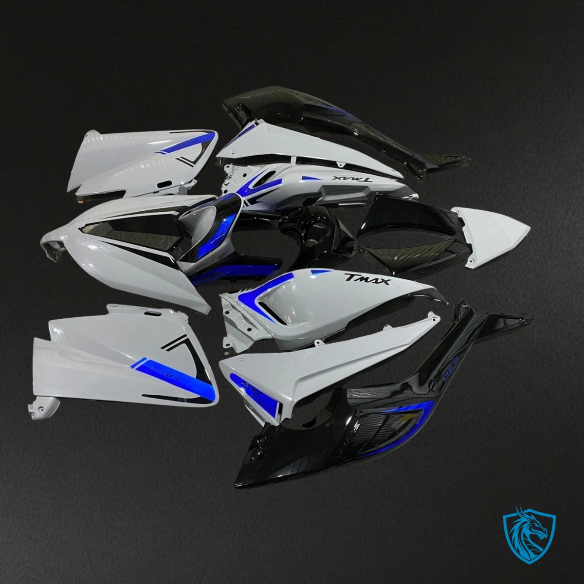 Yamaha TMAX530 (2012-2014) White, Black & Blue - Custom ABS Fairing Kit