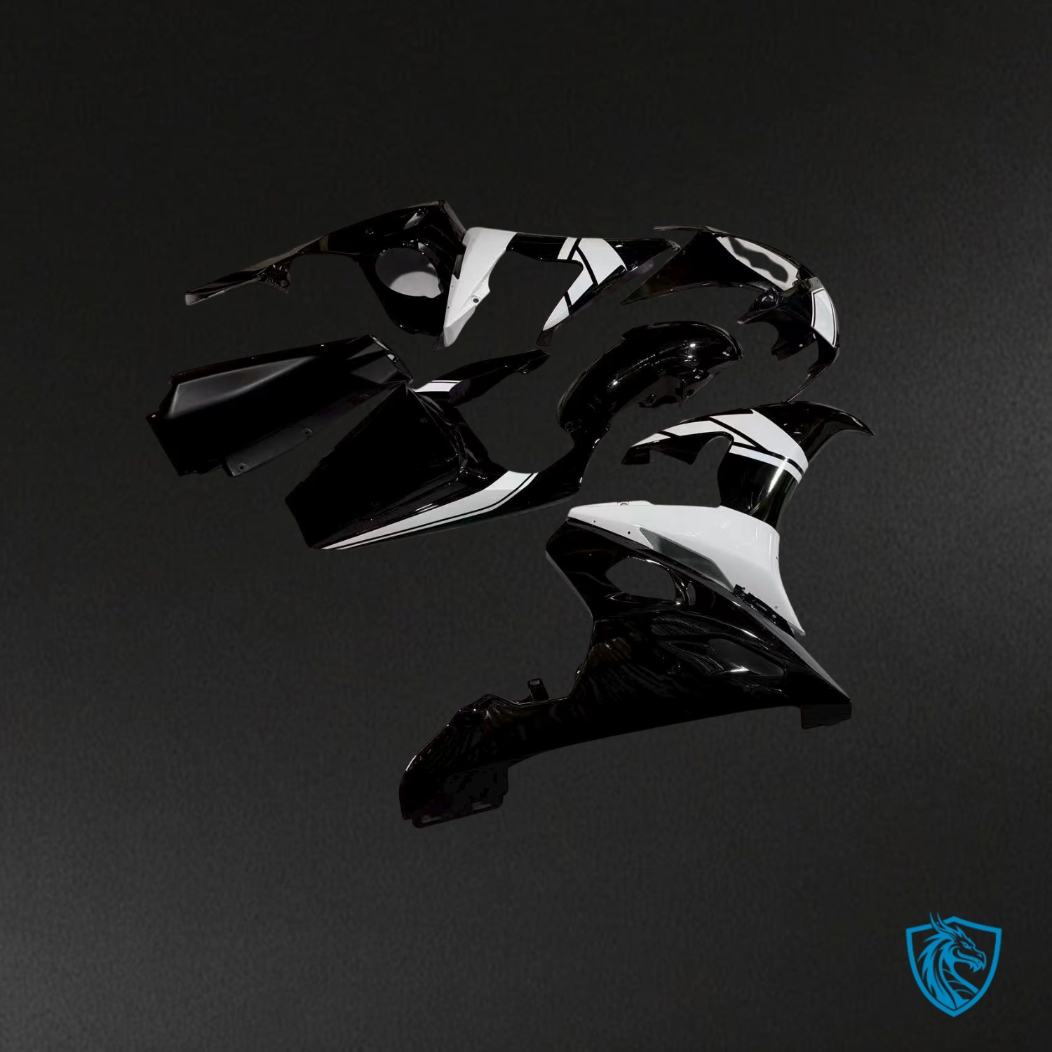 Yamaha R6 (2003-2004) Gloss Black & White - Replacement Motorcycle Fairings Kit