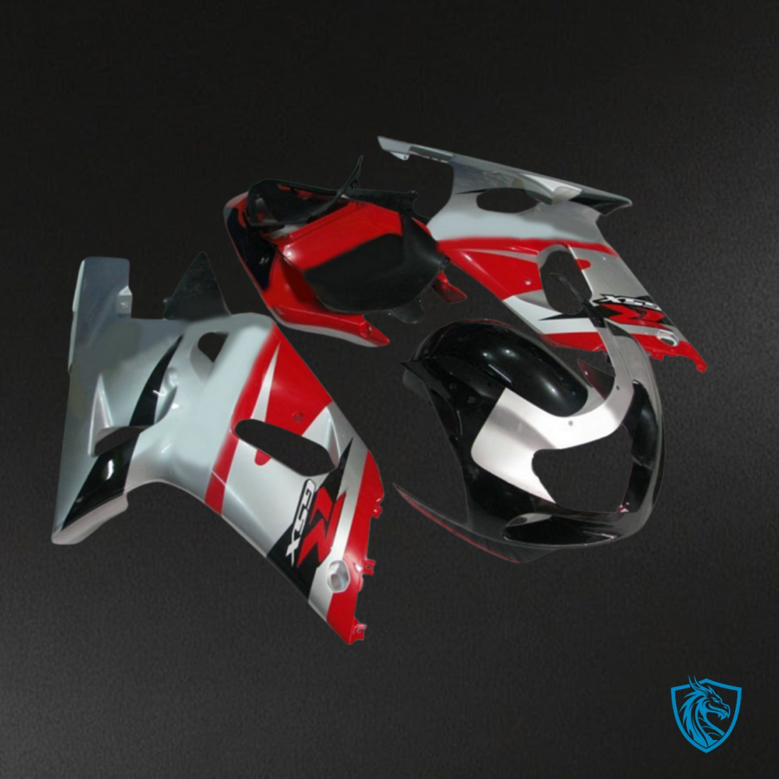 Suzuki GSXR600/750 (2001-2003) Silver, Black & Red Fairing Kit - Aftermarket ABS Bodywork