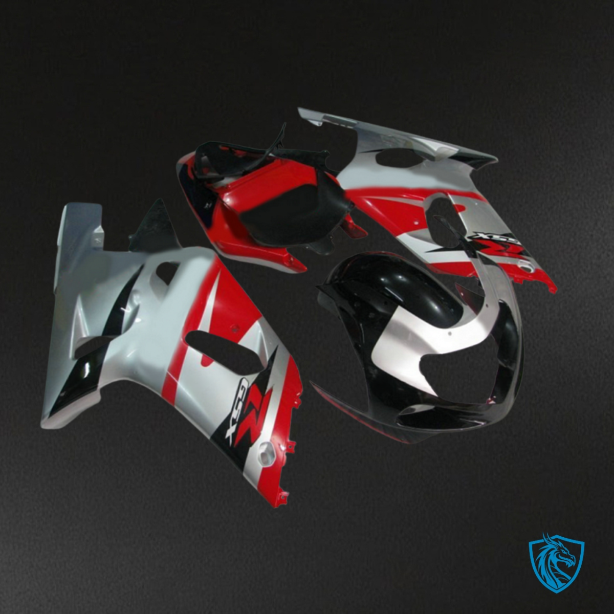 Suzuki GSXR600/750 (2001-2003) Silver, Black & Red Fairing Kit - Aftermarket ABS Bodywork