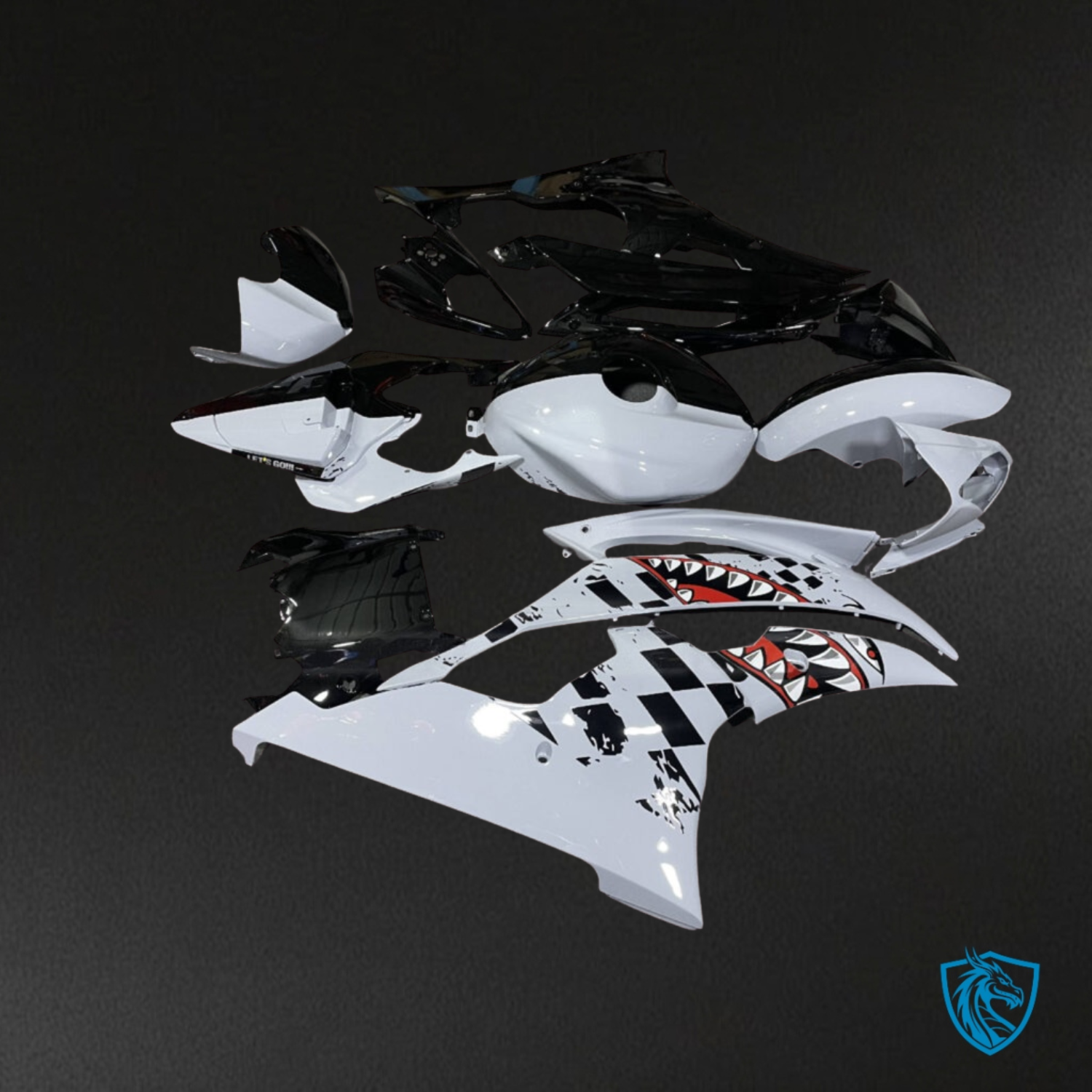 Yamaha R6 (2008-2016) Gloss Black & Nardo Gray Shark Split Fairings Kit - Aftermarket ABS Bodywork