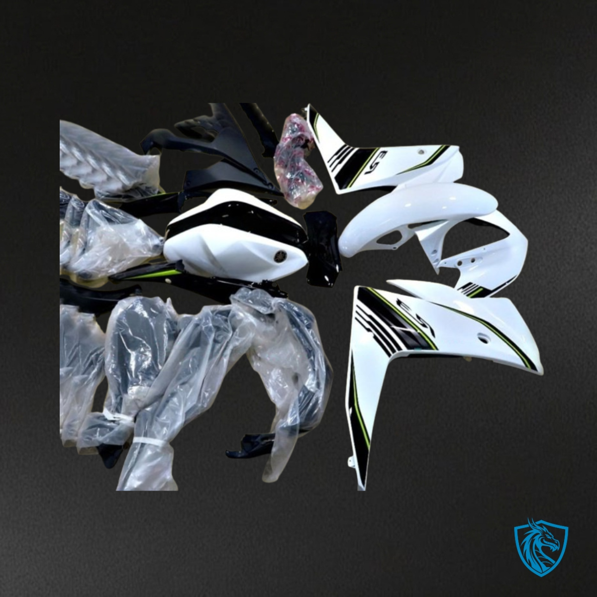 Yamaha YZF R3R25 (2015-2018) Gloss White, Green & Black - Replacement Motorcycle Fairings Kit