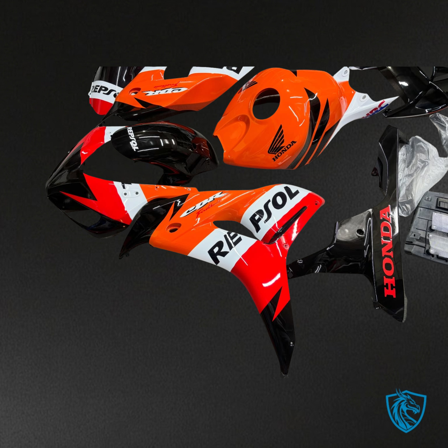 Honda CBR1000RR (2006-2007) Orange, Red, Dark Blue & White REPSOL Fairings Kit