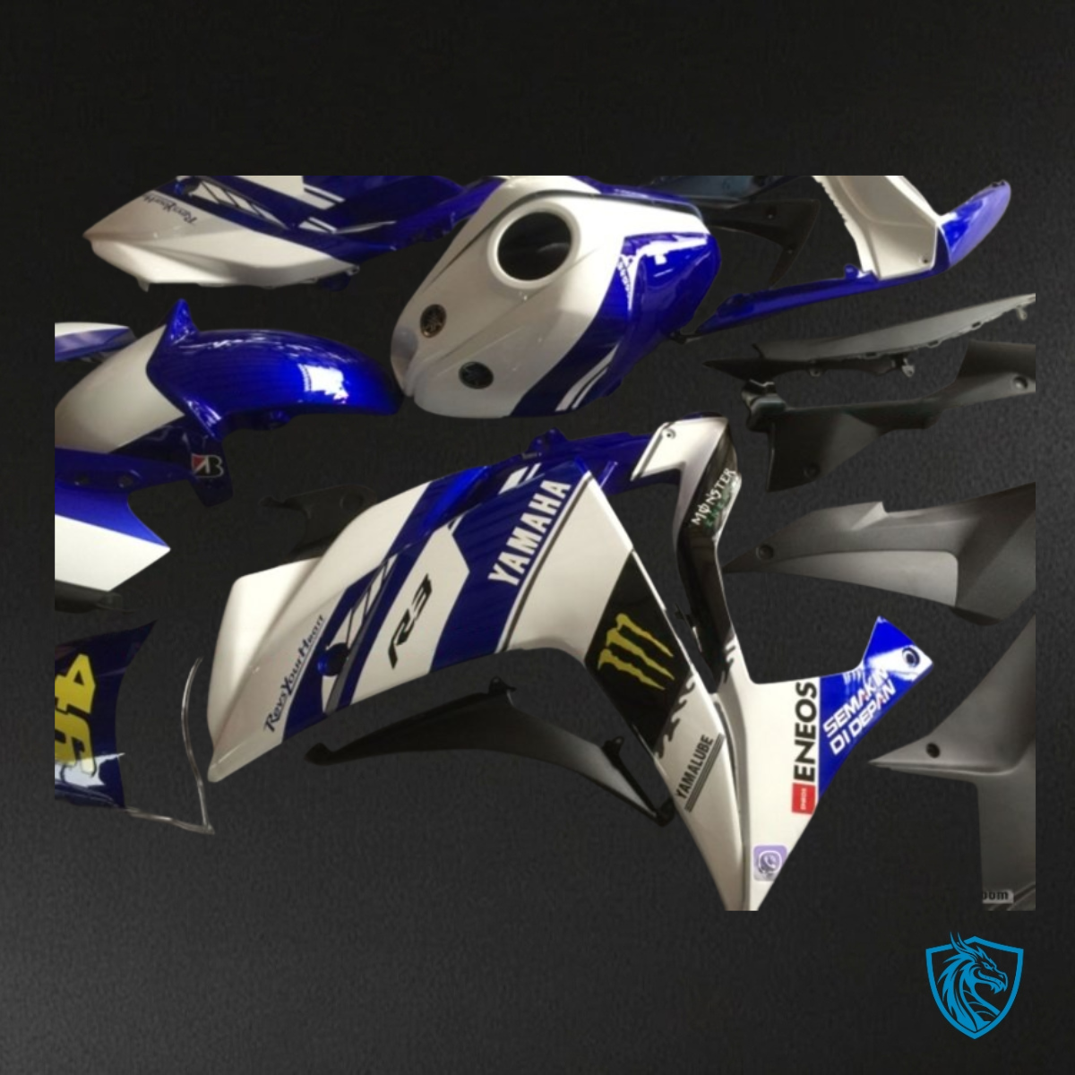 Yamaha YZF R3R25 (2015-2018) Gloss White, Black & Blue Fairings Kit - Aftermarket ABS Bodywork