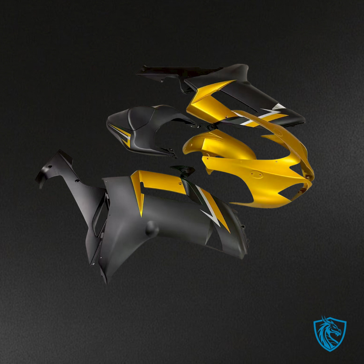 Kawasaki ZX6R (2007-2008) Matte Gold, Black & White - Replacement Motorcycle Fairings Kit