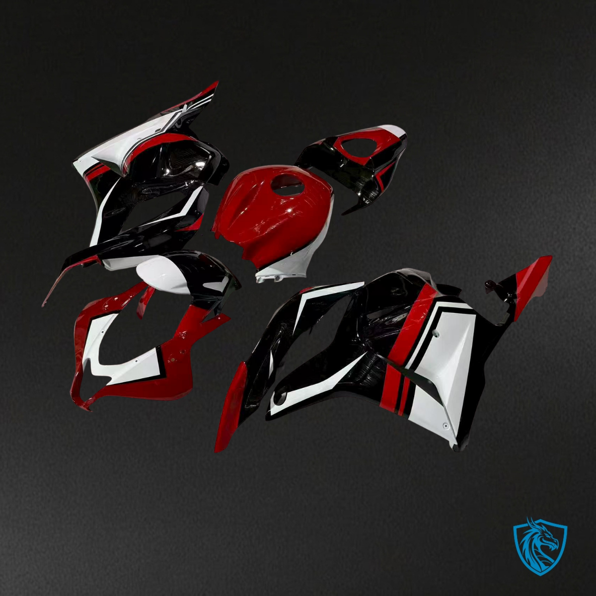 Honda CBR600RR (2009-2012) Gloss Red, Black & White Fairings Kit - Aftermarket ABS Bodywork