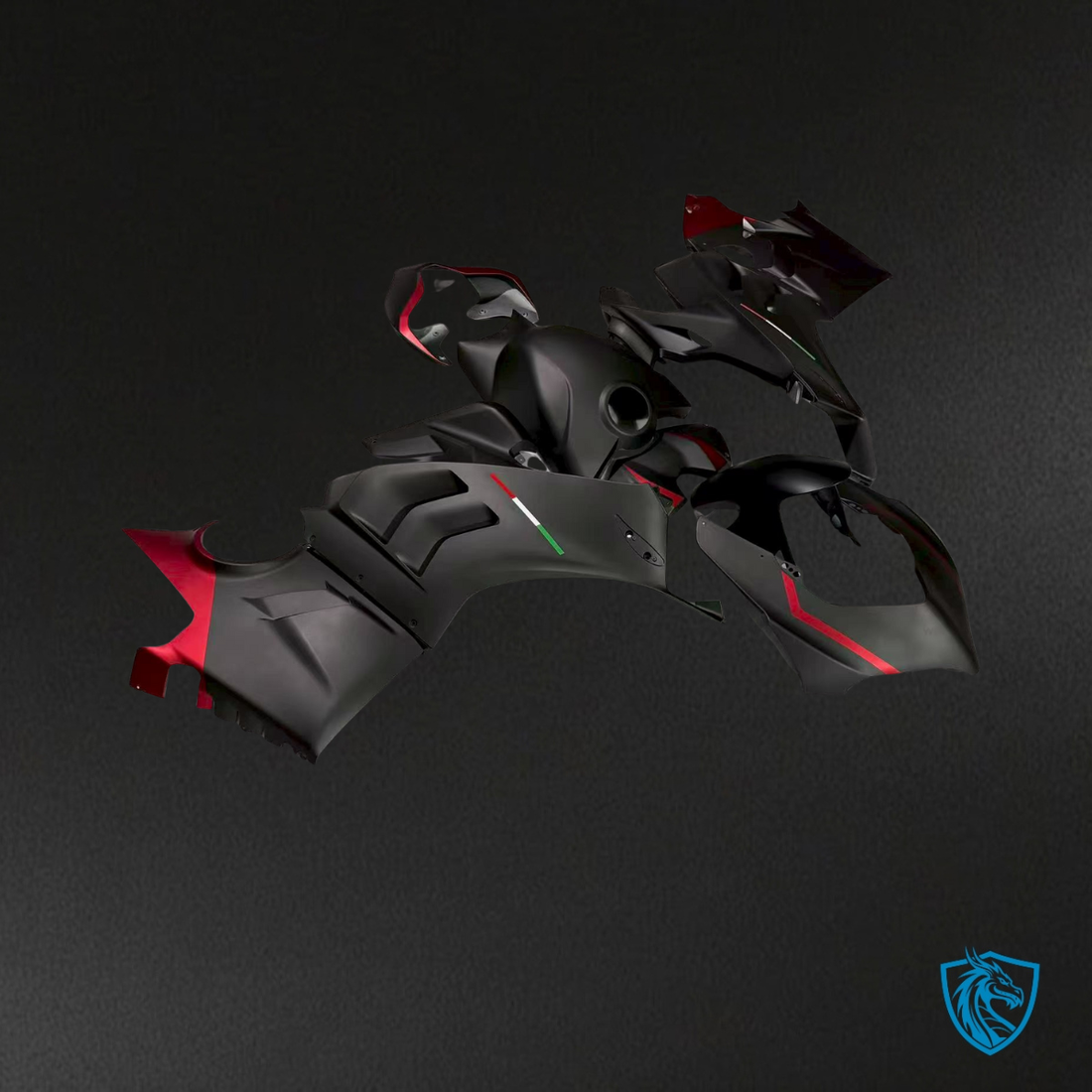 Ducati Panigale V2 2020-2024 Gloss Red and Black Carbon Fiber Style ABS Fairing Kit - view 1