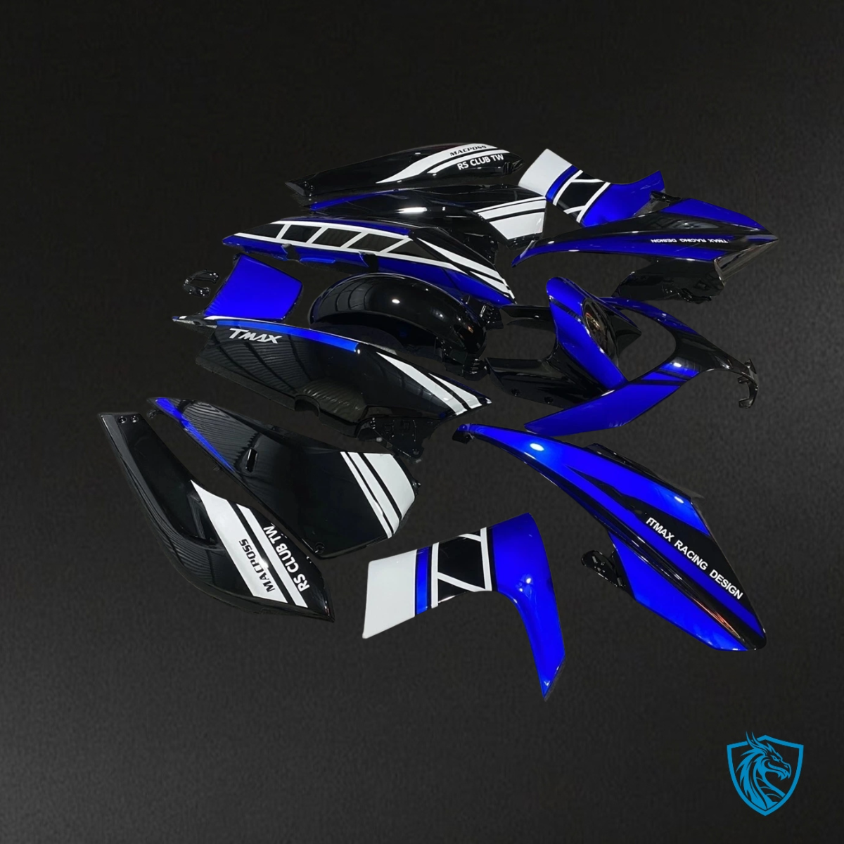 Yamaha TMAX500 (2008-2011) Blue, Black & White Fairing Kit | ABS Bodywork