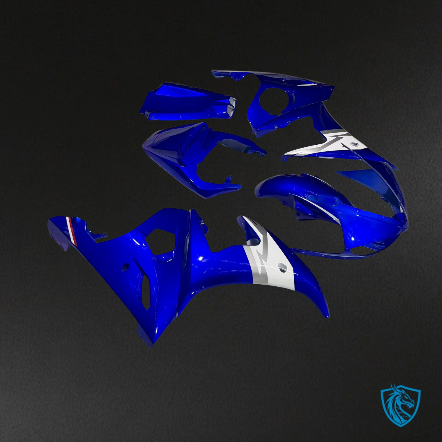Yamaha R6 (2003-2004) Gloss Blue with White Fairing Kit - ABS Bodywork