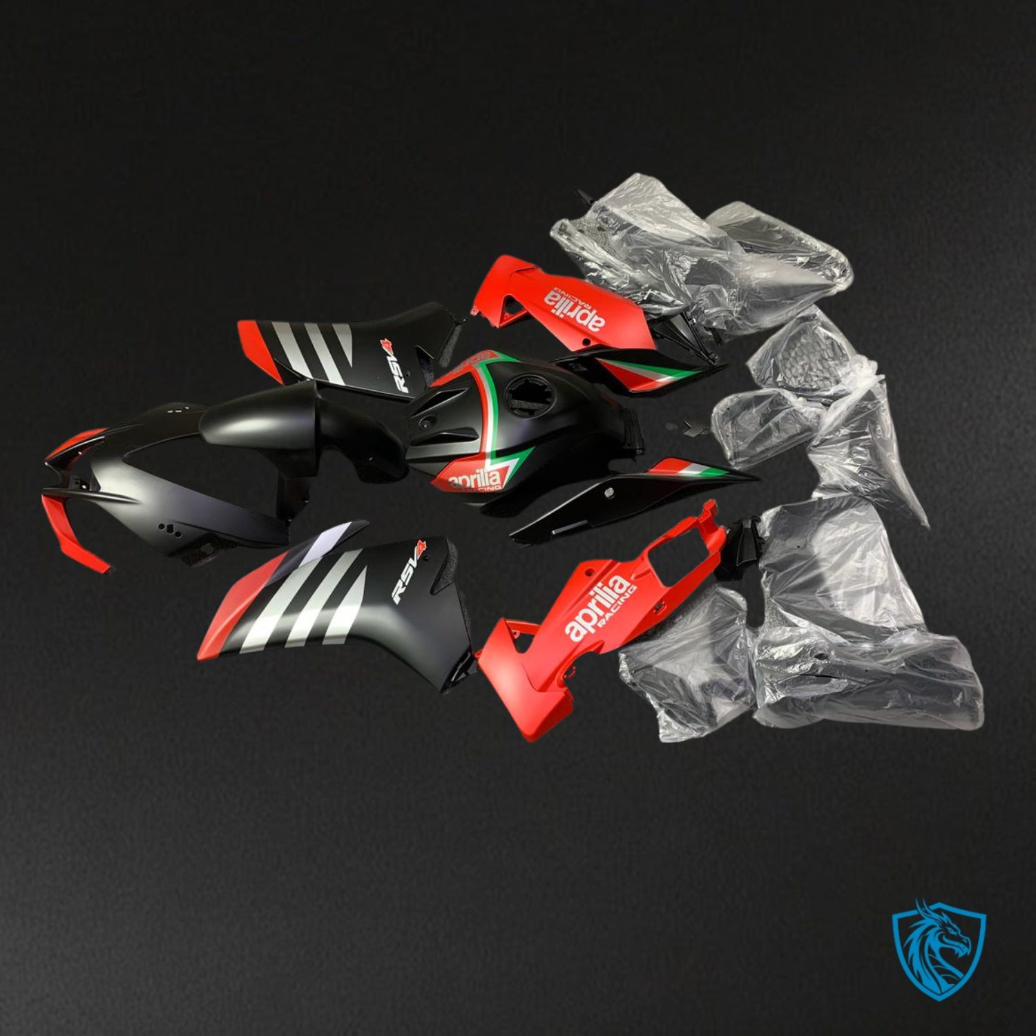 Aprilia RS4 125 (2012-2016) Black, Silver & Red Replacement Motorcycle Fairings Kit – Aftermarket ABS Bodywork