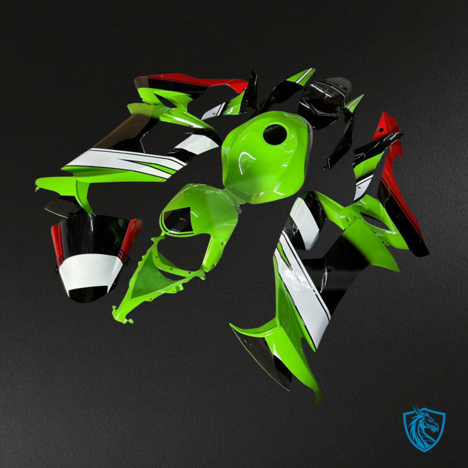 Kawasaki ZX10R (2008–2010) Gloss Green, Black & White Replacement Motorcycle Fairings Kit