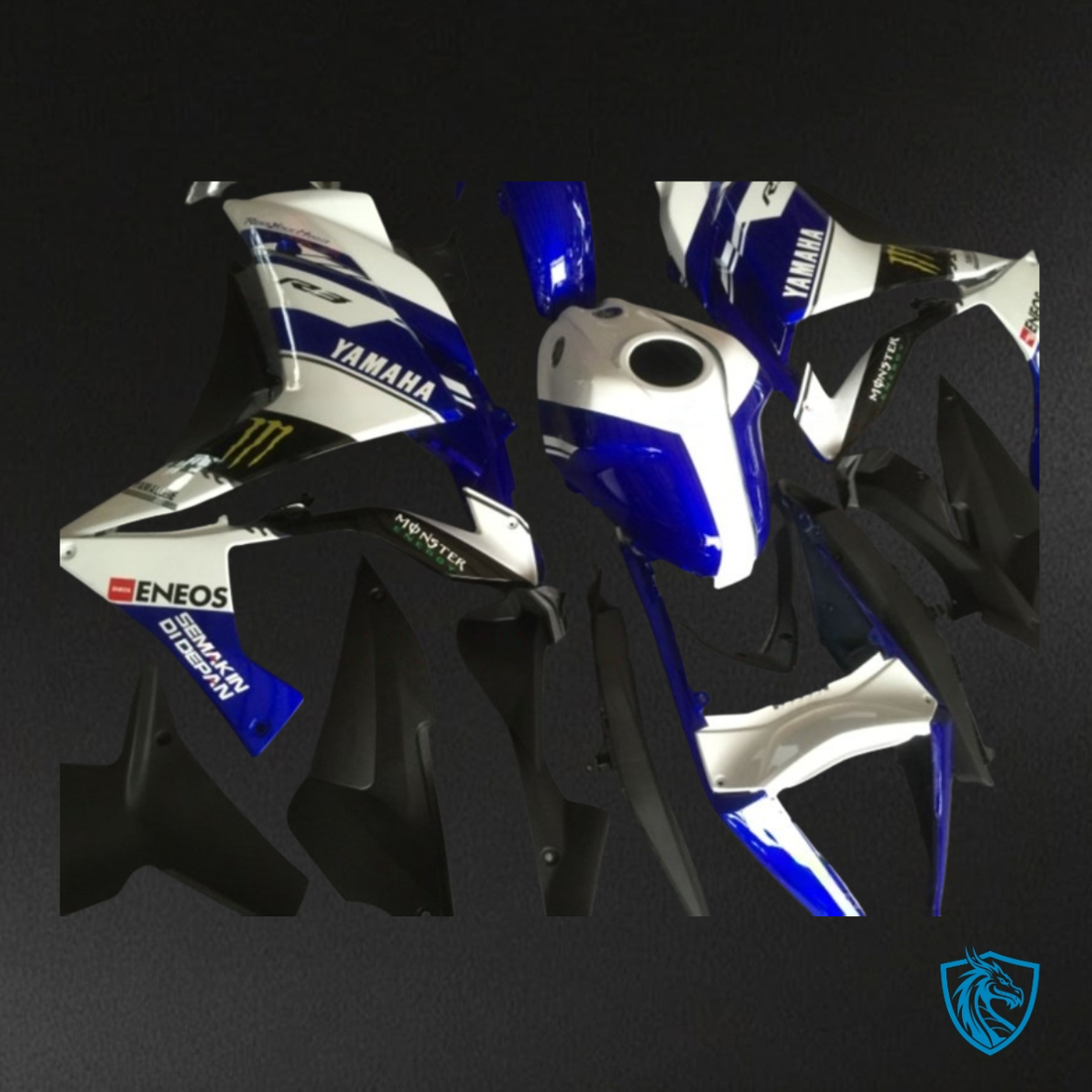 Yamaha YZF R3R25 (2015-2018) Gloss White, Black & Blue Fairings Kit - Aftermarket ABS Bodywork