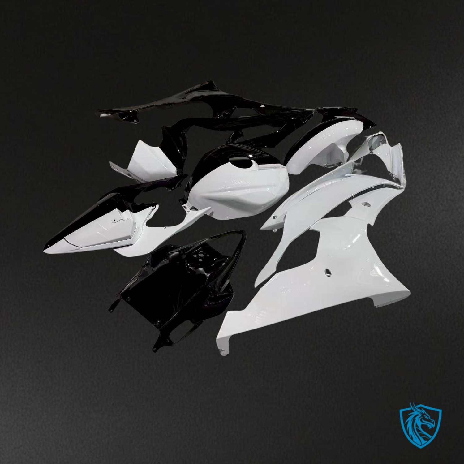 Yamaha R6 (2008-2016) Gloss Black & White Split ABS Bodywork Fairing Kit