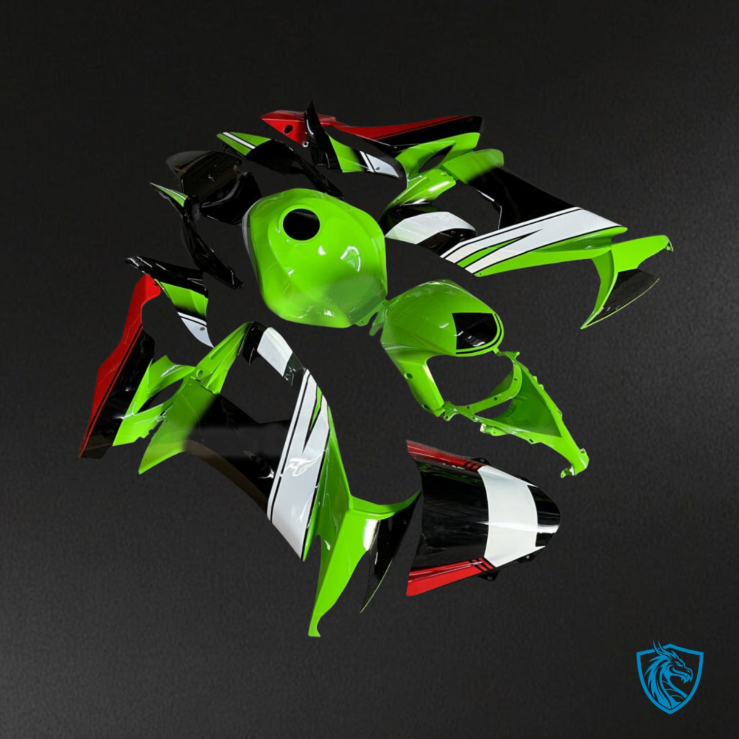 Kawasaki ZX10R (2008–2010) Gloss Green, Black & White Replacement Motorcycle Fairings Kit