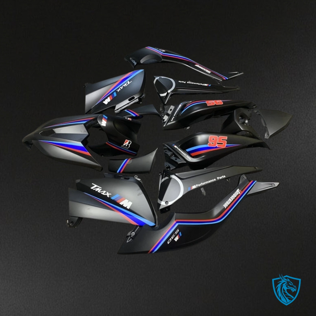 Yamaha TMAX530 (2012-2014) Black, Blue & Red Fairing Kit | ABS Bodywork