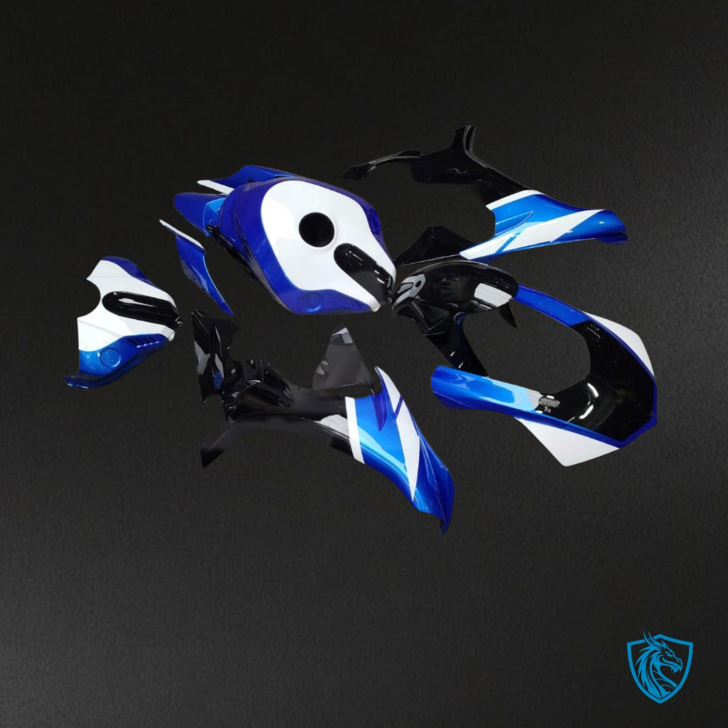 Yamaha R1 (2015-2019) Gloss Blue & Black with White Replacement Motorcycle Fairings Kit – Aftermarket ABS Bodywork
