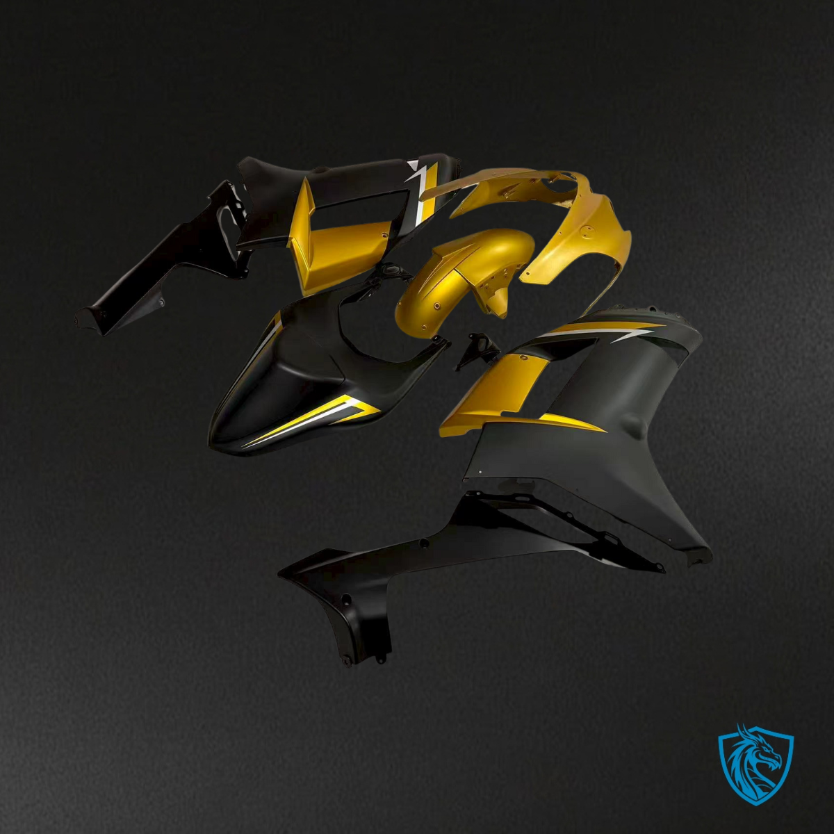 Kawasaki ZX6R (2007-2008) Matte Gold, Black & White - Replacement Motorcycle Fairings Kit