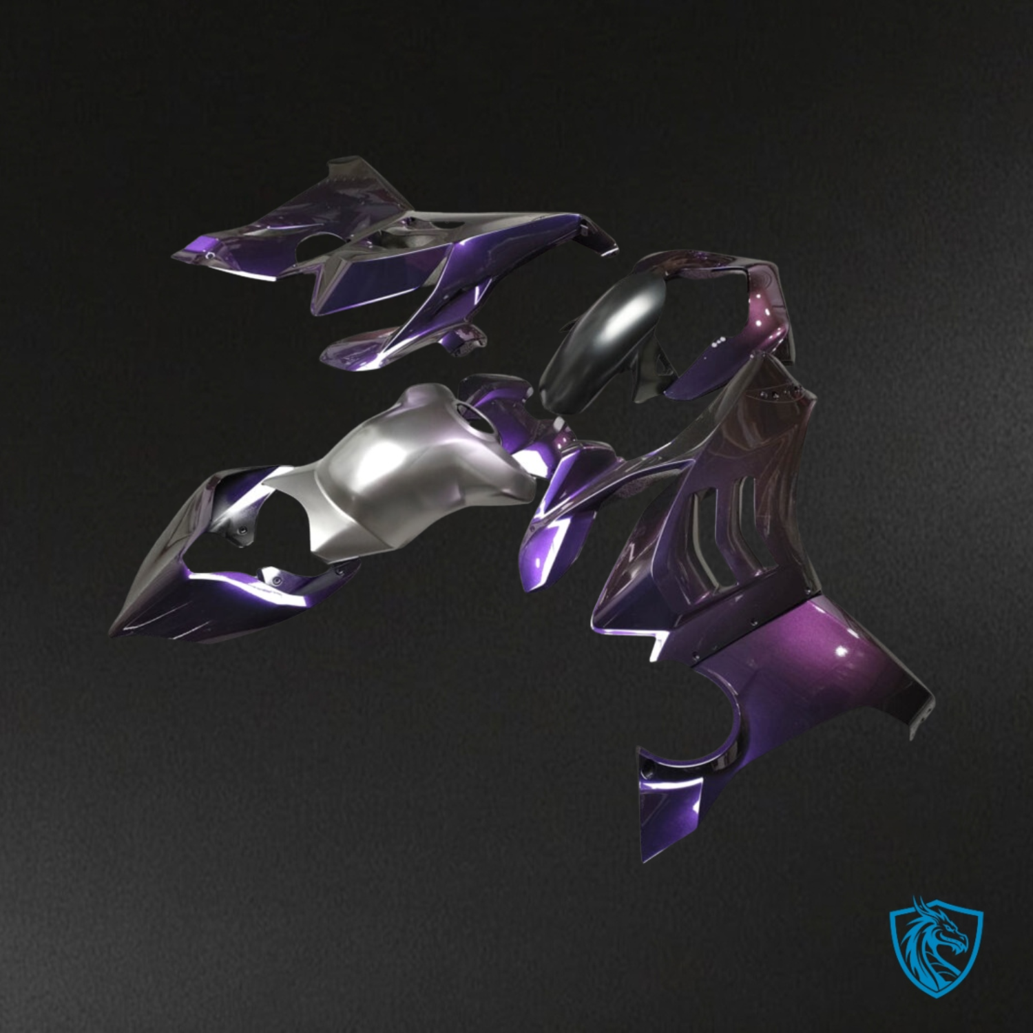 Ducati Panigale V4/V4S (2020-2021) Gloss Purple with Matte Gray & Black Fairing Kit - Custom ABS Bodywork