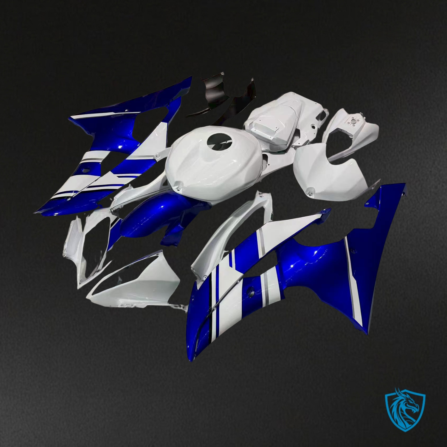 Yamaha R6 (2008-2016) Gloss White with Blue Replacement Fairing Kit - ABS Bodywork