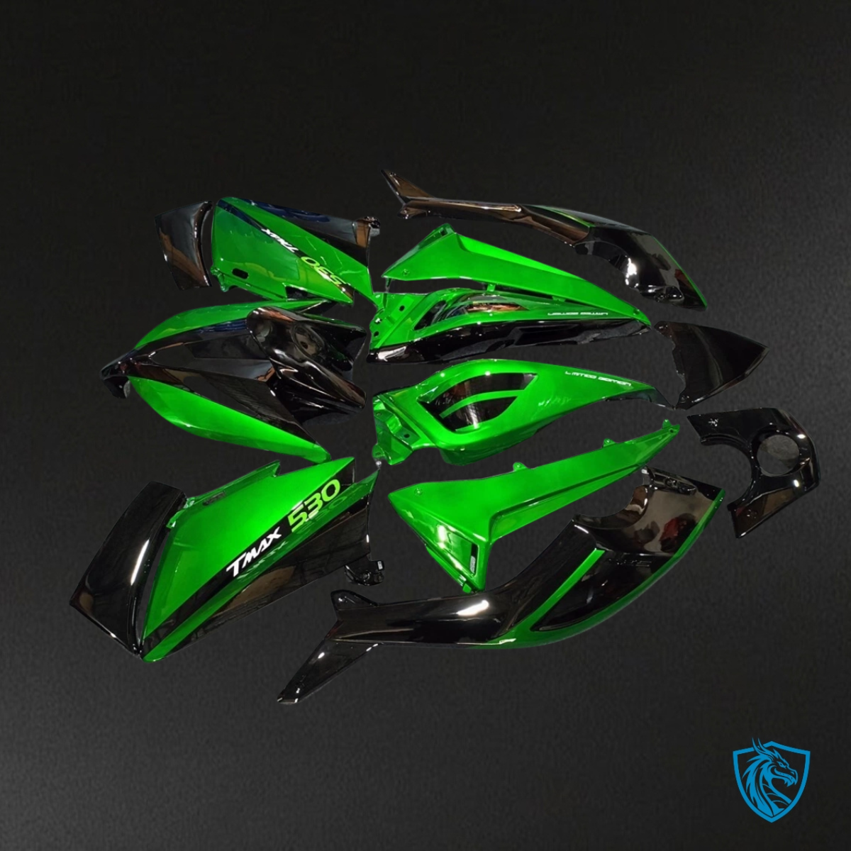 Yamaha TMAX530 (2012-2014) Green & Glossy Black Fairing Kit - Aftermarket ABS Bodywork