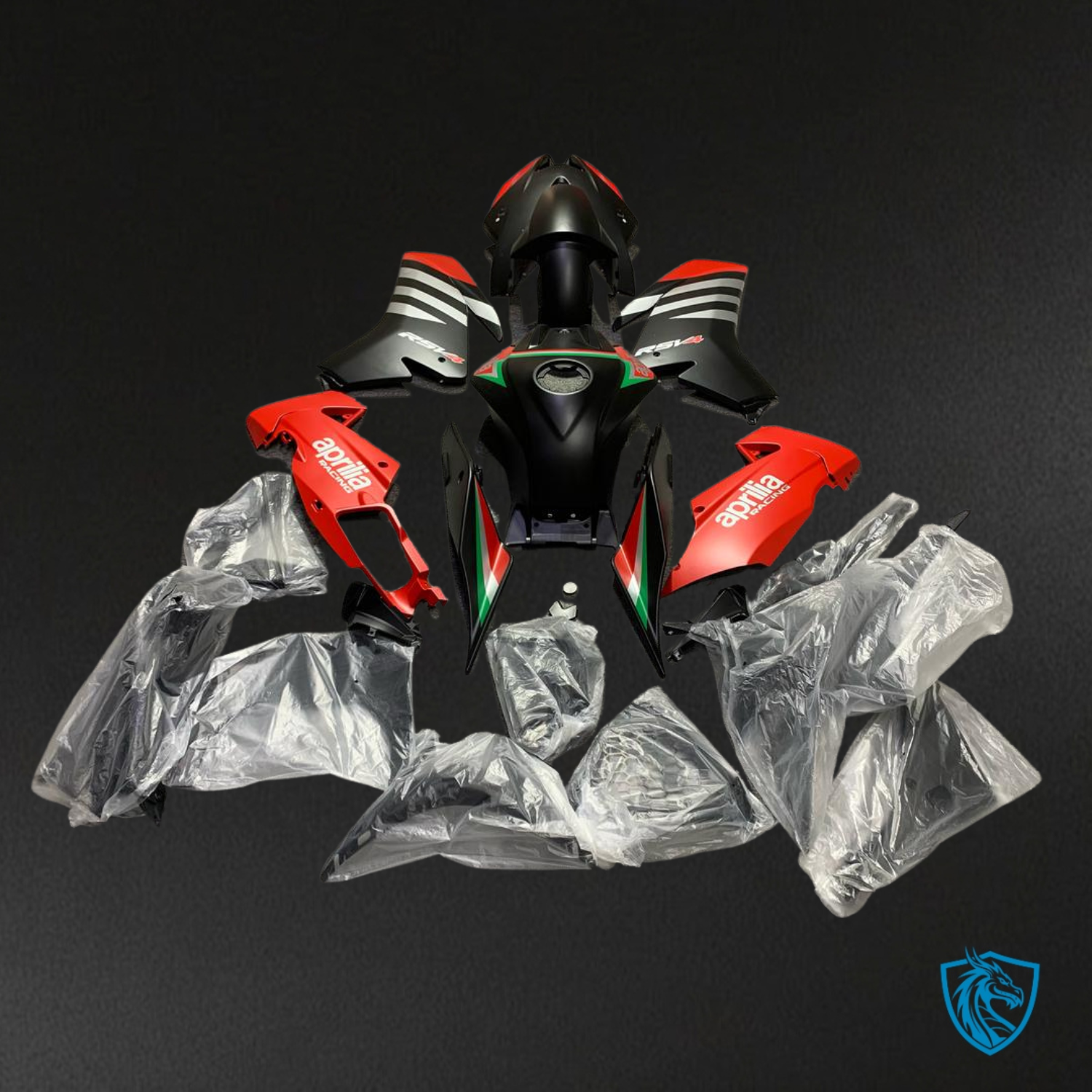 Aprilia RS4 125 (2012-2016) Black, Silver & Red Replacement Motorcycle Fairings Kit – Aftermarket ABS Bodywork
